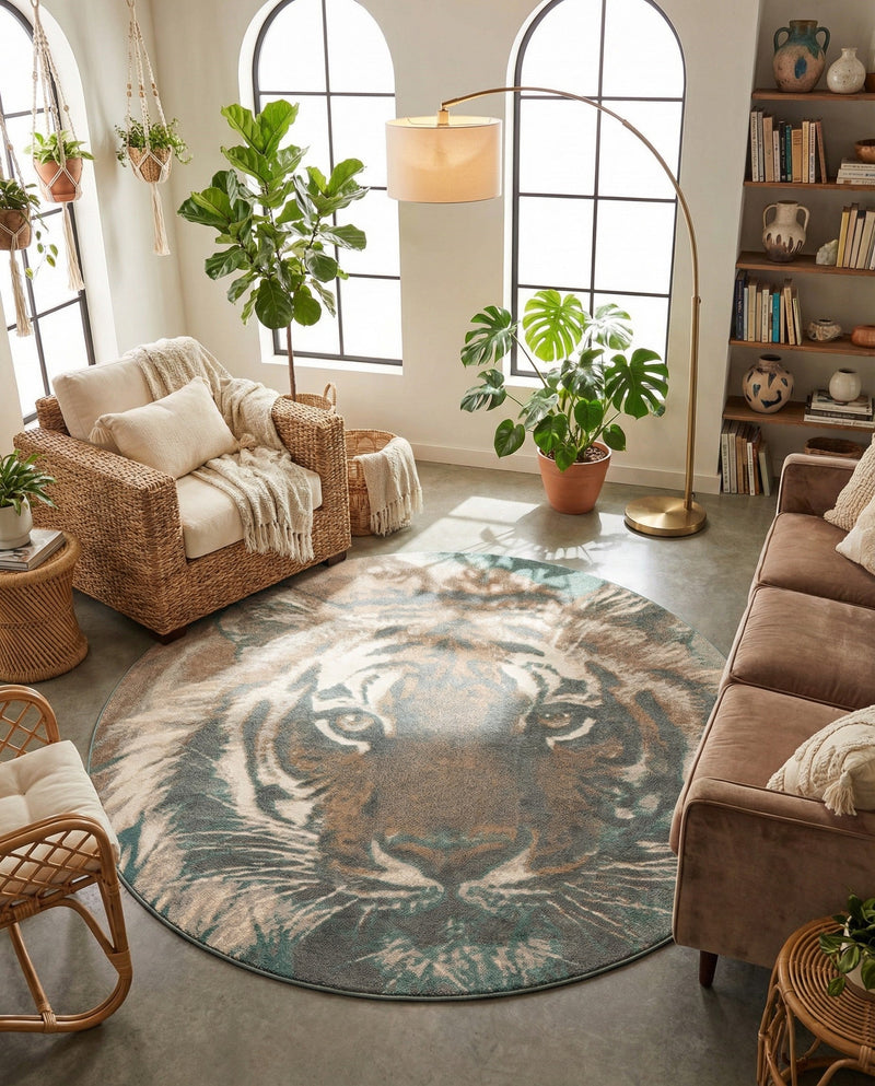 Savannah Sojourn Collection Area Rug -  Okavango Round Multi  lifestyle 67