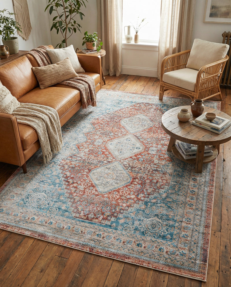Coastal Haven Collection Area Rug -  Harborview Rectangle Red  lifestyle 40