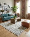 Brighton Stripes Collection Area Rug - Sussex (Ivory and Gray) Rectangle Ivory and Gray  lifestyle 3