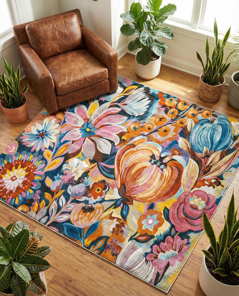 Meadow Breeze Collection Area Rug -  Daffodil Square Multi  lifestyle 64