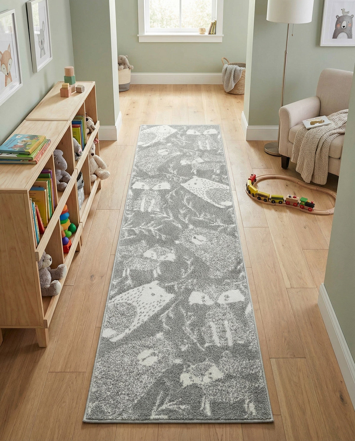 Wonder Tykes Collection Area Rug -  Quirky Runner Gray  lifestyle 111