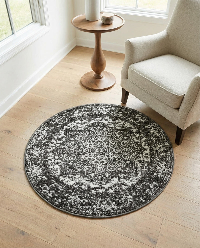 Georgetown Rugs Collection Area Rug - Dupont (Dark Gray) Round Dark Gray  lifestyle 31