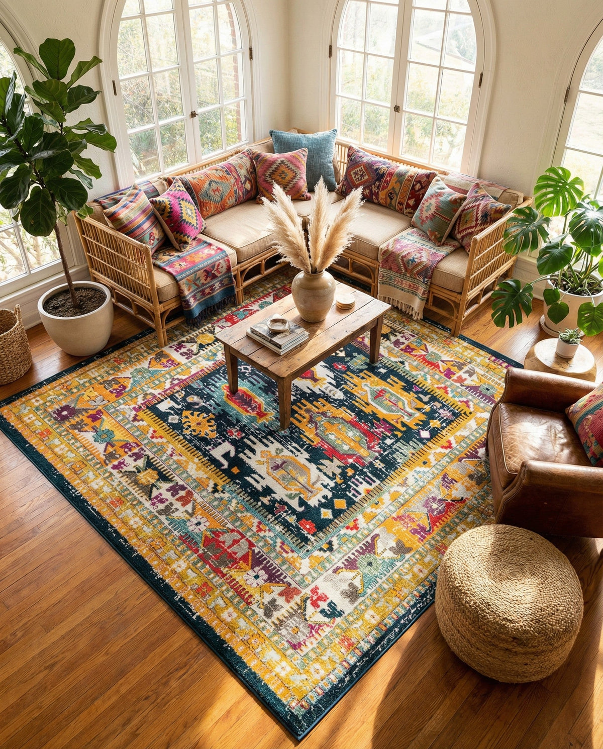 Brighton Terrace Collection Area Rug -  Portslade Square Navy Blue  lifestyle 110