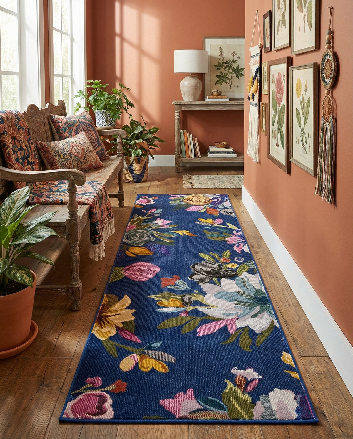 Meadow Breeze Collection Area Rug - Wildflower Runner Blue  lifestyle 51