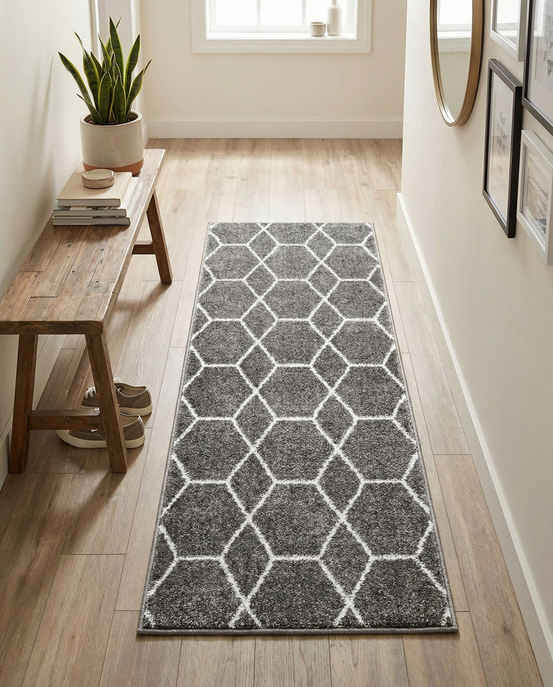 Trellis Mosaic Collection Area Rug - Arborville (Light Gray) Runner Light Gray  lifestyle 95