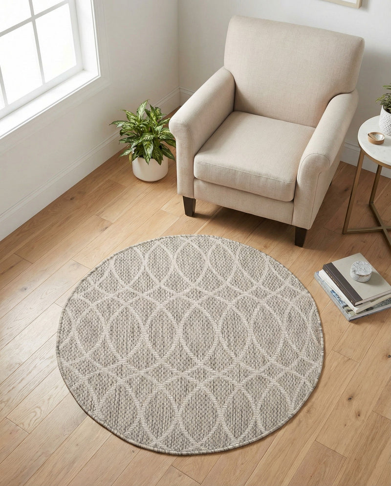 Savannah Pergola Collection Area Rug -  Pavilion (Light Gray) Round Light Gray  lifestyle 47