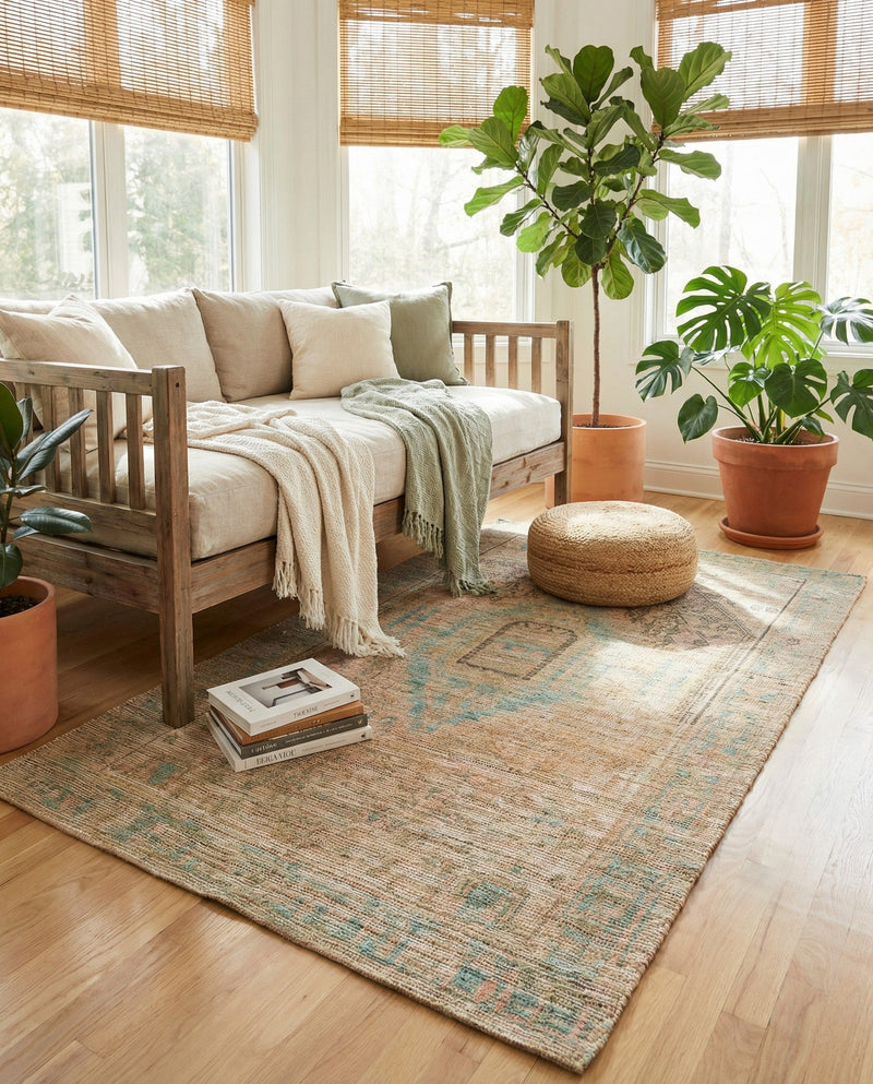 Savannah Threads Collection Area Rug -  Mojave Rectangle Khaki and Ivory  lifestyle 13