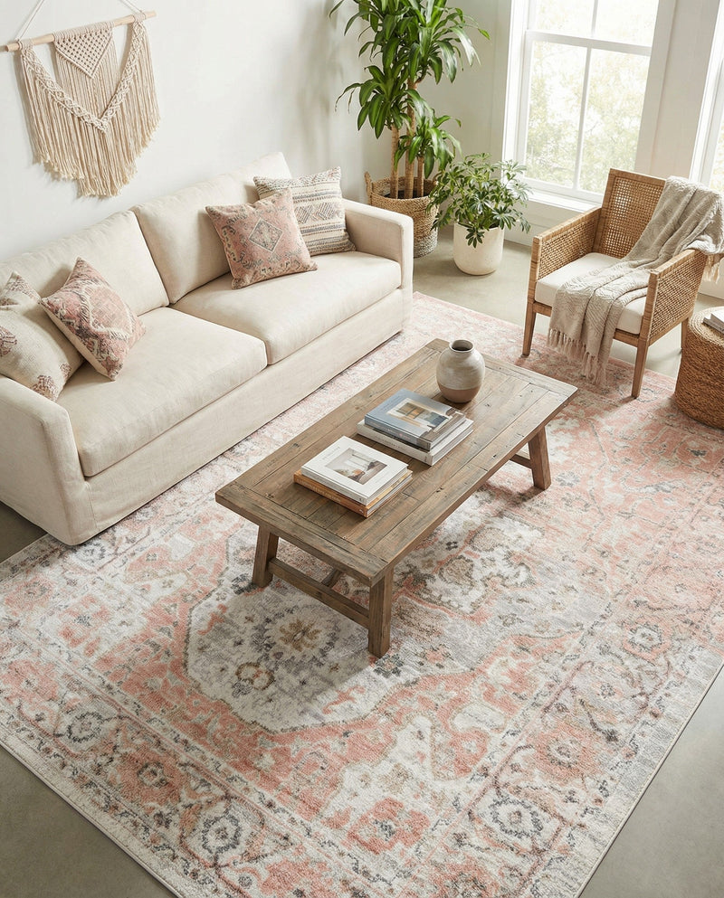 Parisian Elegance Collection Area Rug - Versailles (Rose Pink) Rectangle Rose Pink  lifestyle 24
