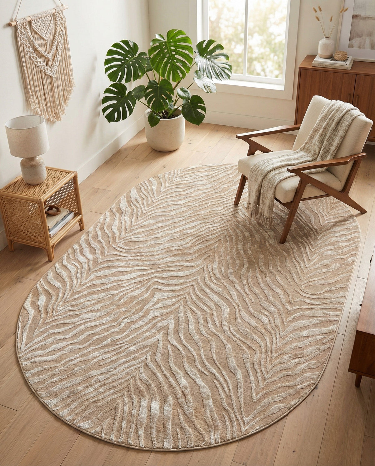 Bloomsbury Elegance Collection Area Rug -  Chelsea Oval Ivory Beige  lifestyle 74