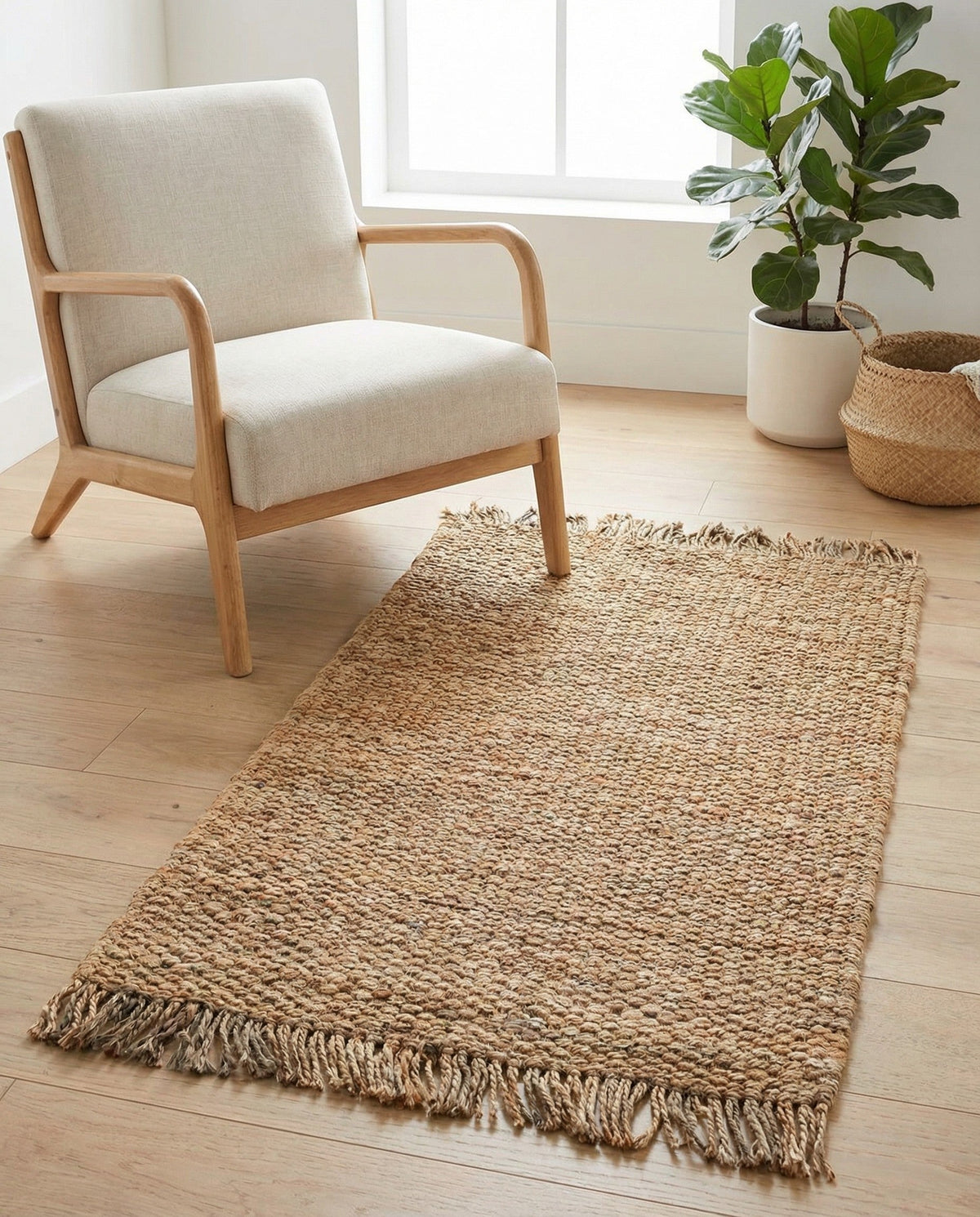 Savannah Jute Collection Area Rug - Seashore Rectangle Natural  lifestyle 36