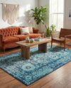 Chateau Elegance Collection Area Rug -  Louvre Rectangle Blue  lifestyle 62