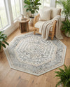 Adriana Terrace Collection Area Rug - Capri (Ivory) Octagon Ivory  lifestyle 63