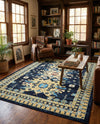 Tabriz Tapestries Collection Area Rug - Azerbaijan (Navy Blue) Rectangle Navy Blue  lifestyle 6
