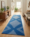 Seychelles Stripes Collection Area Rug - Mahe (Navy Blue) Runner Navy Blue  lifestyle 45