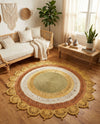 Woven Seaside Jute Collection Area Rug - Coastalhaven (Sunflower Yellow) Round Sunflower Yellow  lifestyle 15
