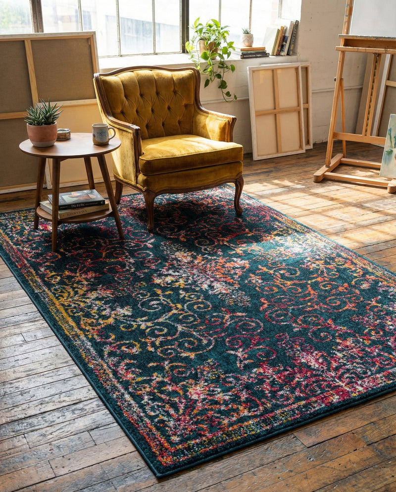Brighton Terrace Collection Area Rug -  Saltdean Rectangle Navy Blue  lifestyle 33