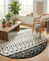 Mediterranean Lattice Collection Area Rug -  Casablanca (Black and White) Round Black and White  lifestyle 27