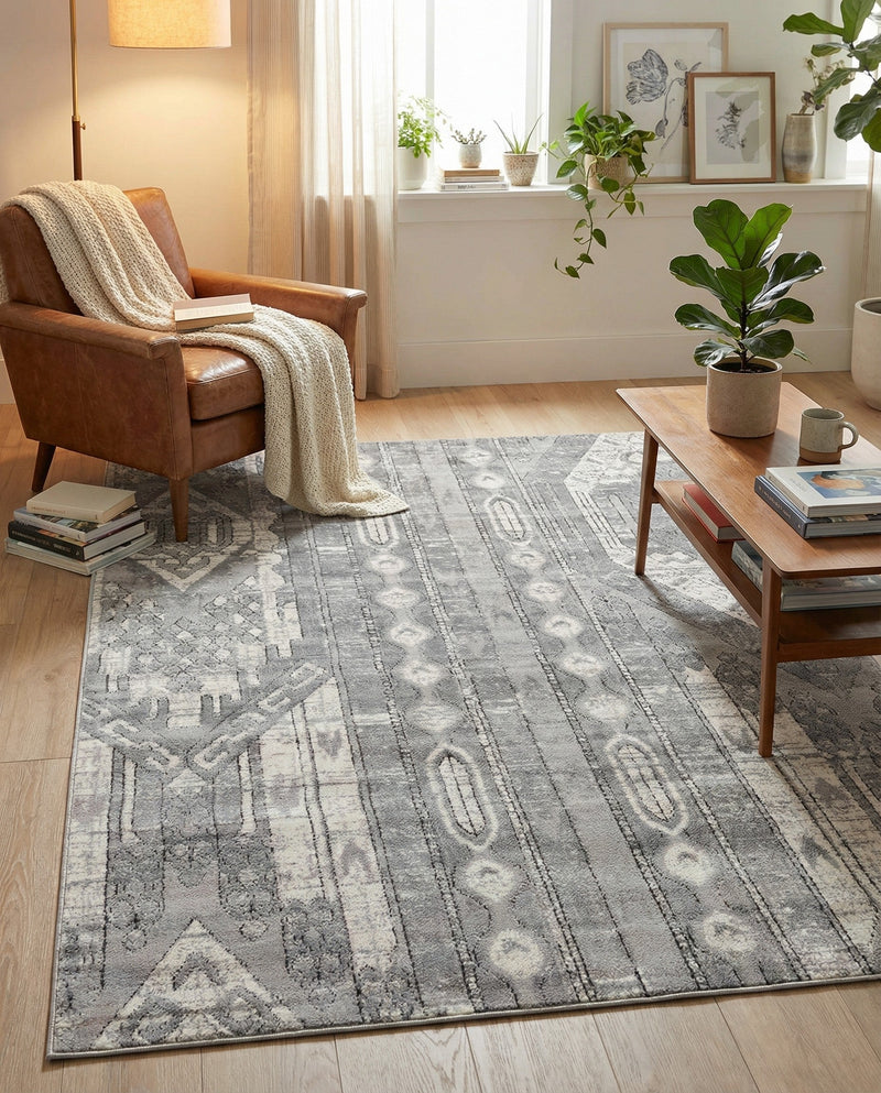 Cascade Range Collection Area Rug - Hood (Gray) Rectangle Gray  lifestyle 18