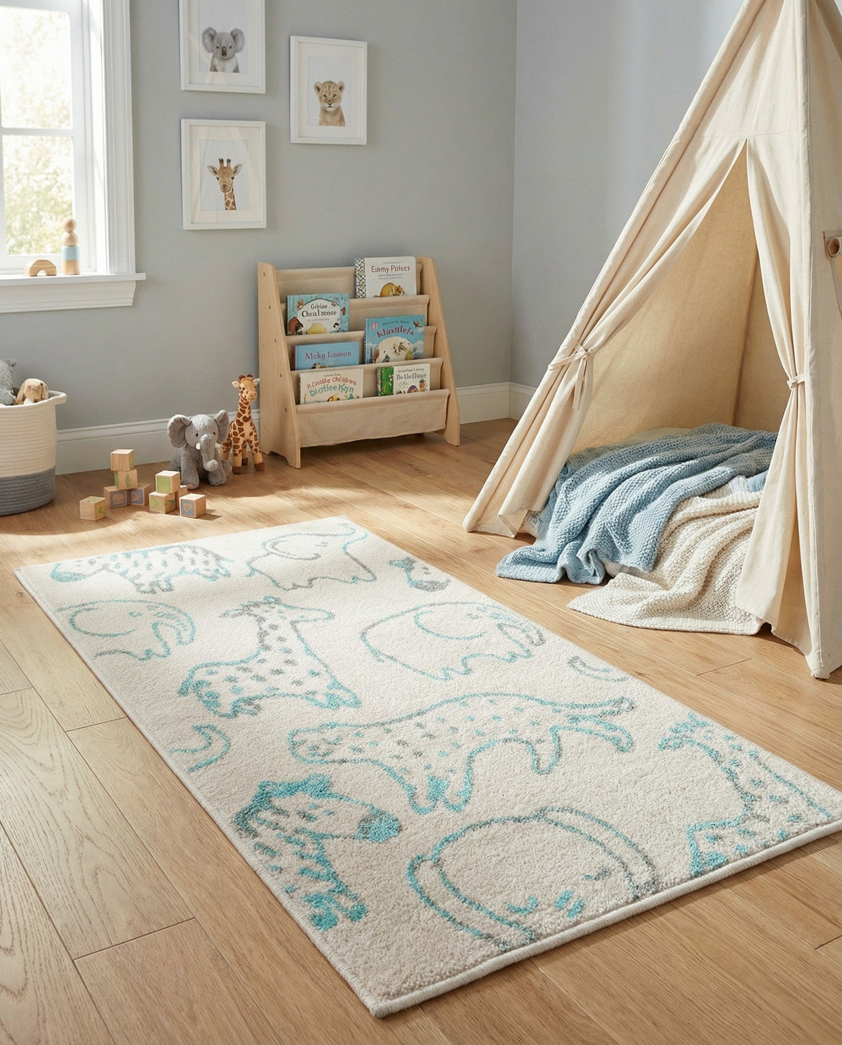 Wonder Tykes Collection Area Rug -  Spectrum Runner Ivory  lifestyle 164