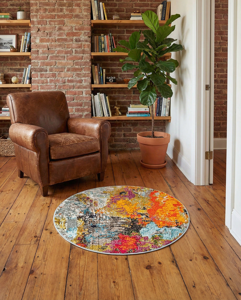 Colorburst Oasis Collection Area Rug -  Spectrum Round Multi  lifestyle 76