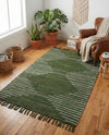 Thar Cotton Collection Area Rug - Jaisalmer (Green) Rectangle Green  lifestyle 12
