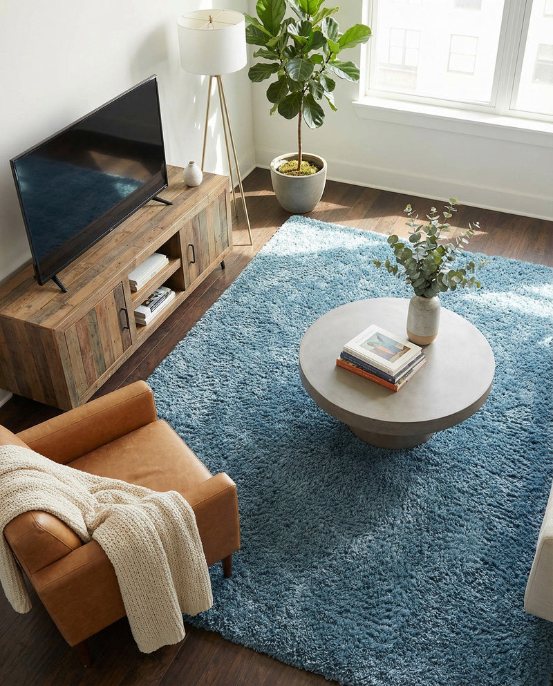 Eternal Plush Oasis Collection Area Rug -  Tranquility (Aegean Blue) Rectangle Aegean Blue  lifestyle 23
