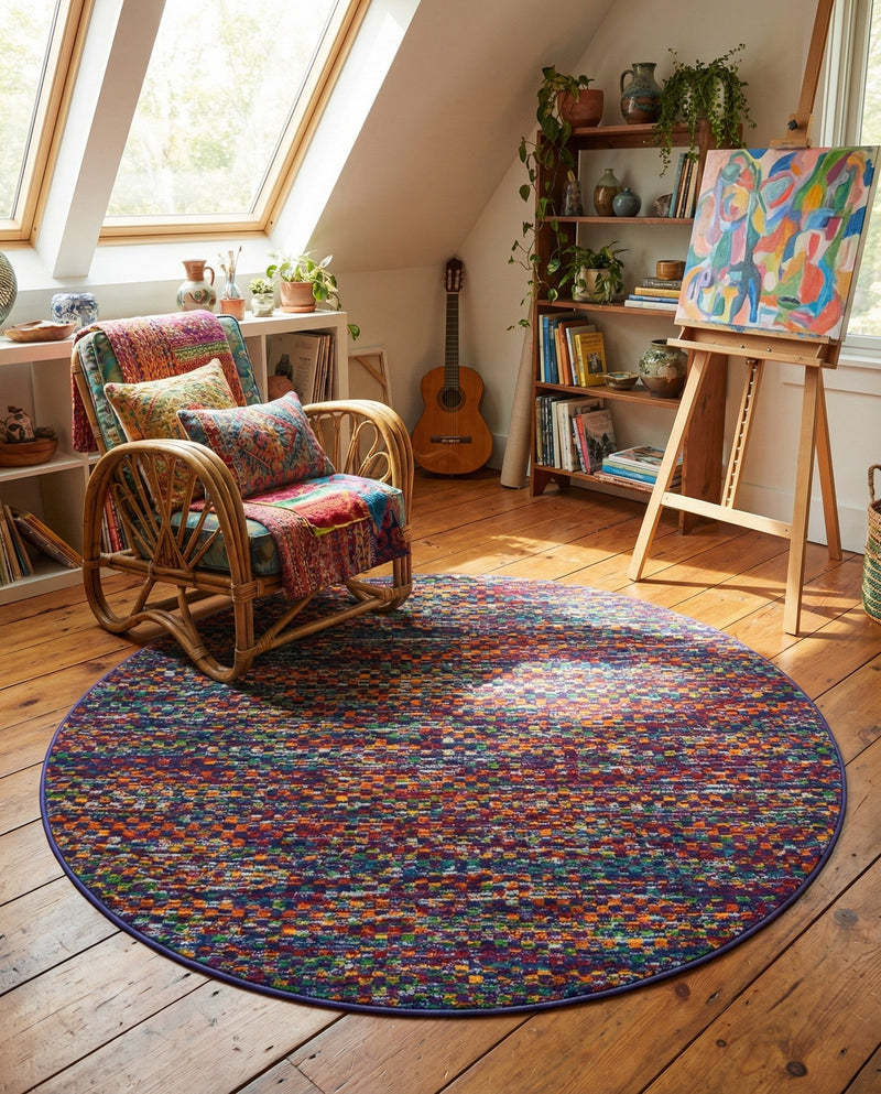 Caribbean Cove Collection Area Rug -  Mayreau Round Multi  lifestyle 39