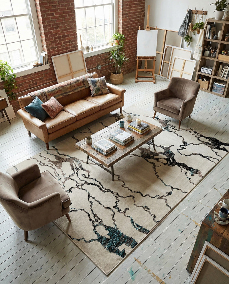 Brighton Terrace Collection Area Rug -  Aldrington Rectangle Ivory  lifestyle 21