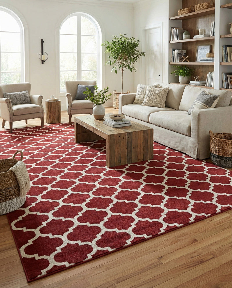 Lattice Gardens Collection Area Rug -  Bloomfield (Dark Terracotta) Rectangle Dark Terracotta  lifestyle 8