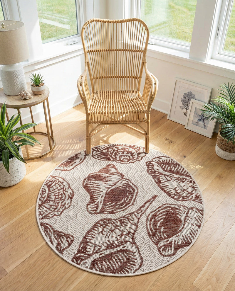 Seaside Haven Rugs Collection Area Rug -  Lighthouse (Ivory Rust Red) Round Ivory Rust Red  lifestyle 56