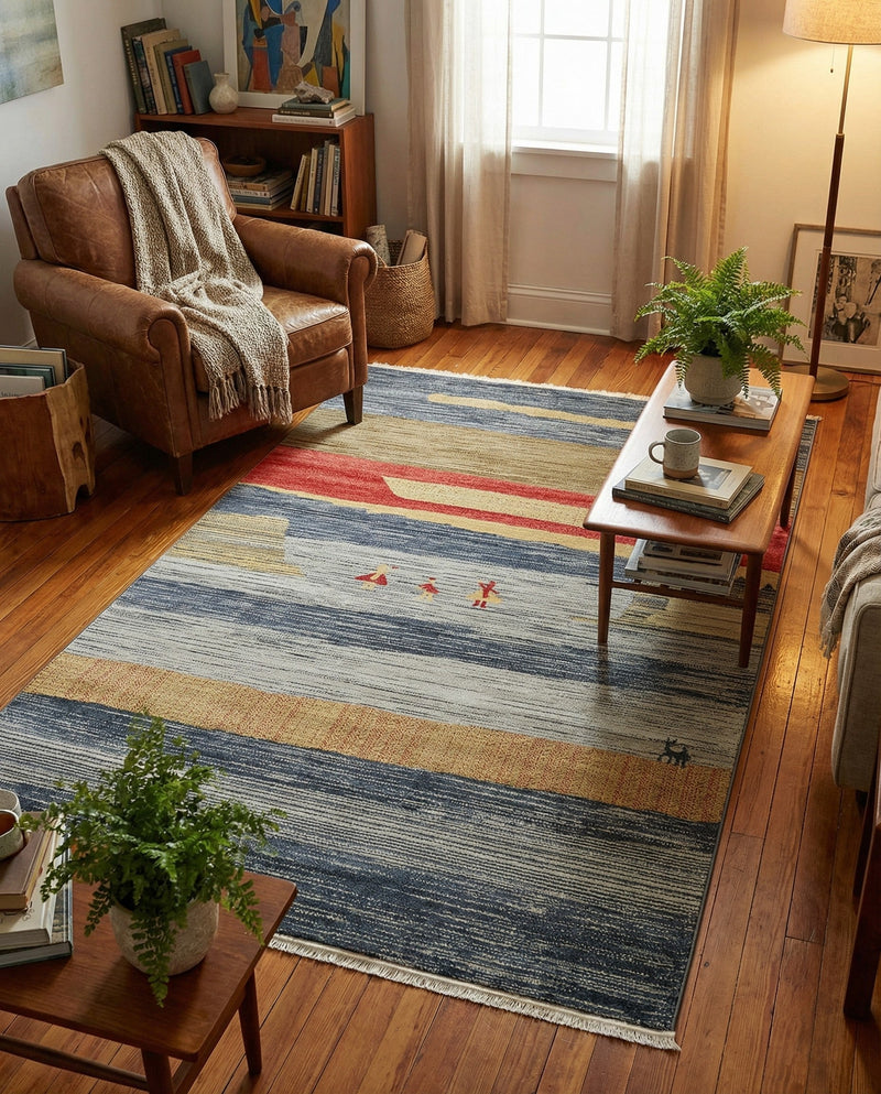 Zagros Oasis Collection Area Rug -  Lordegan Rectangle Blue  lifestyle 5
