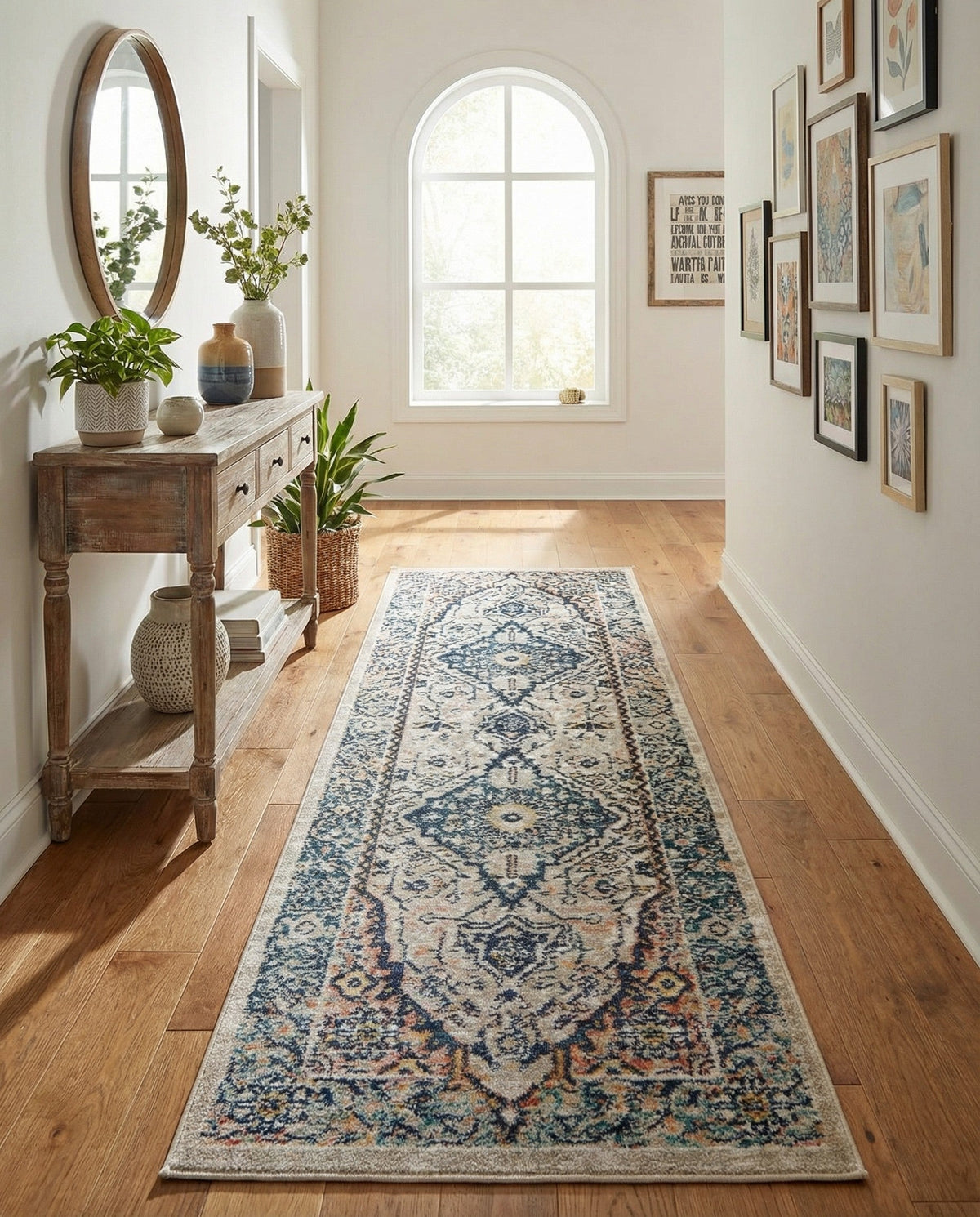 Seville Stripes Collection Area Rug - Cadiz (Blue) Runner Blue  lifestyle 81