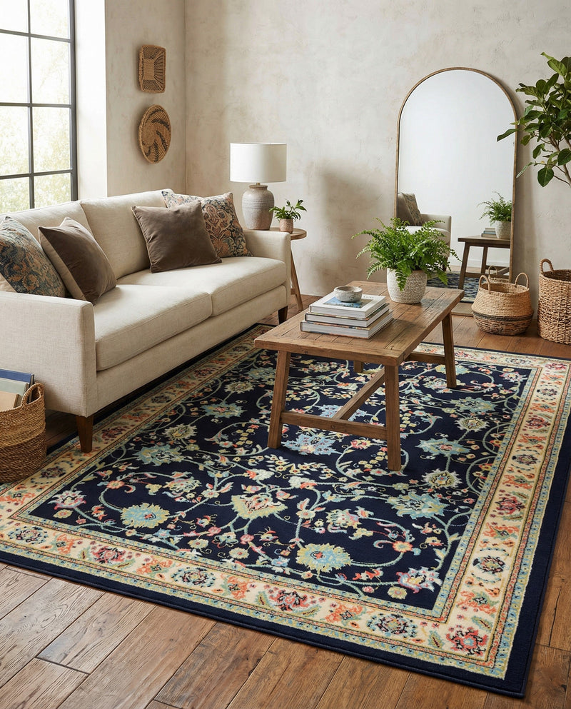 Isfahan Elegance Collection Area Rug - Naghsh-e Jahan (Navy Blue) Rectangle Navy Blue  lifestyle 23