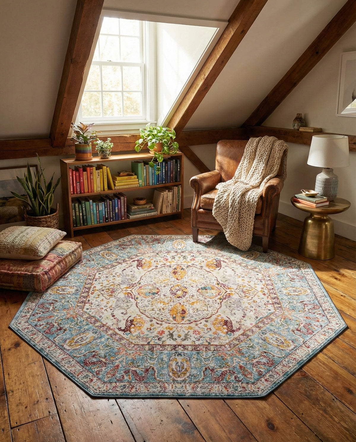Caribbean Breeze Collection Area Rug -  Xcalak Octagon Light Blue  lifestyle 104