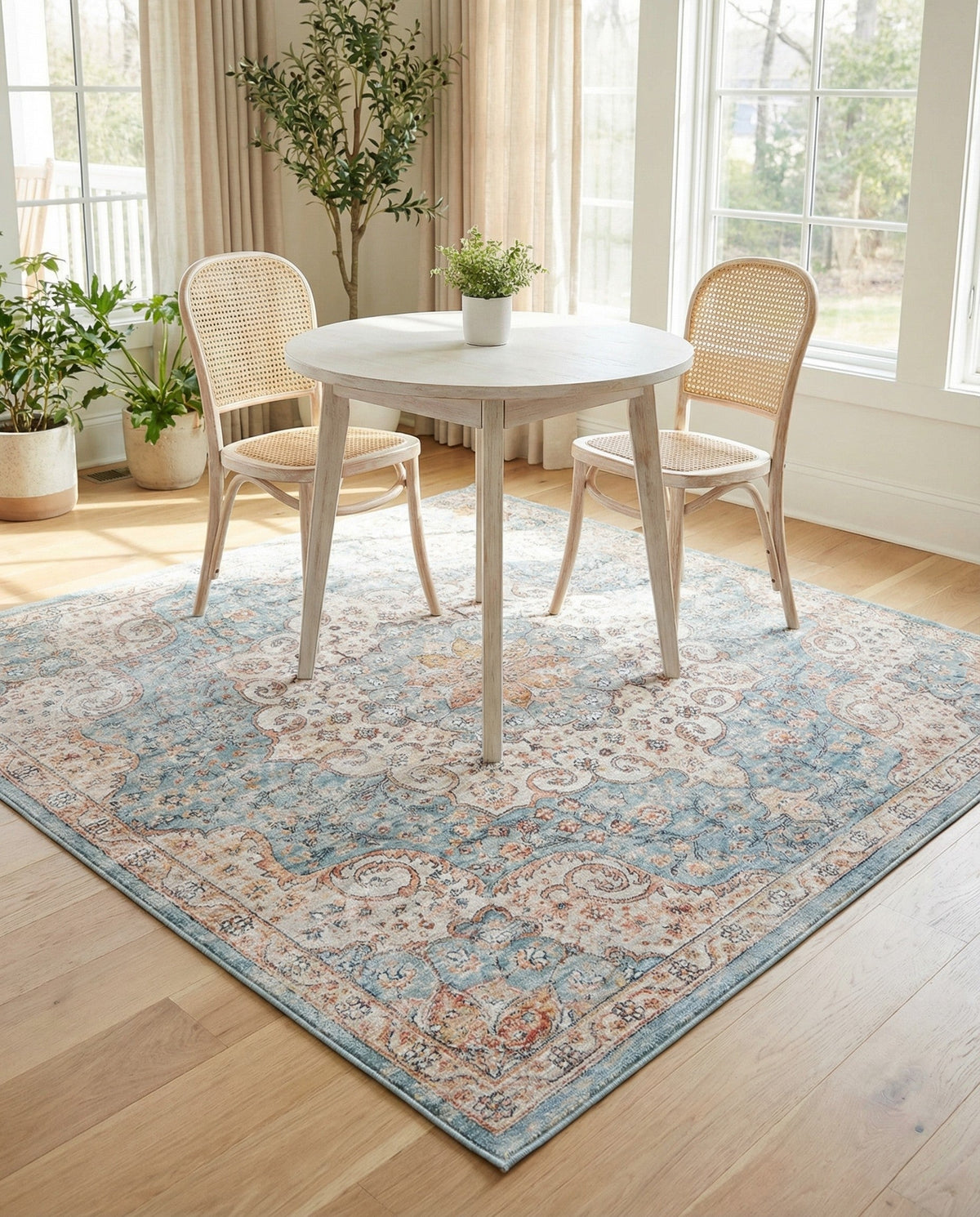 Coastal Haven Collection Area Rug - Seabreeze (Blue) Square Blue  lifestyle 101