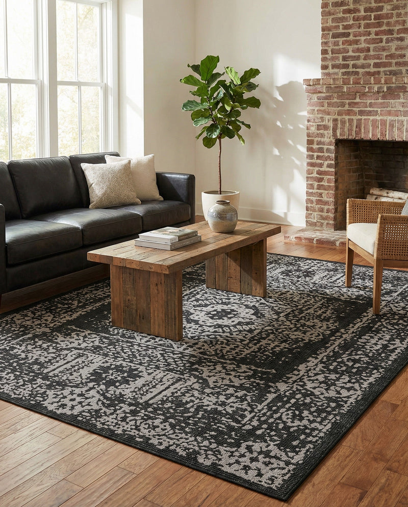 Patio Heritage Collection Area Rug - Savannah (Charcoal Gray) Rectangle Charcoal Gray  lifestyle 30