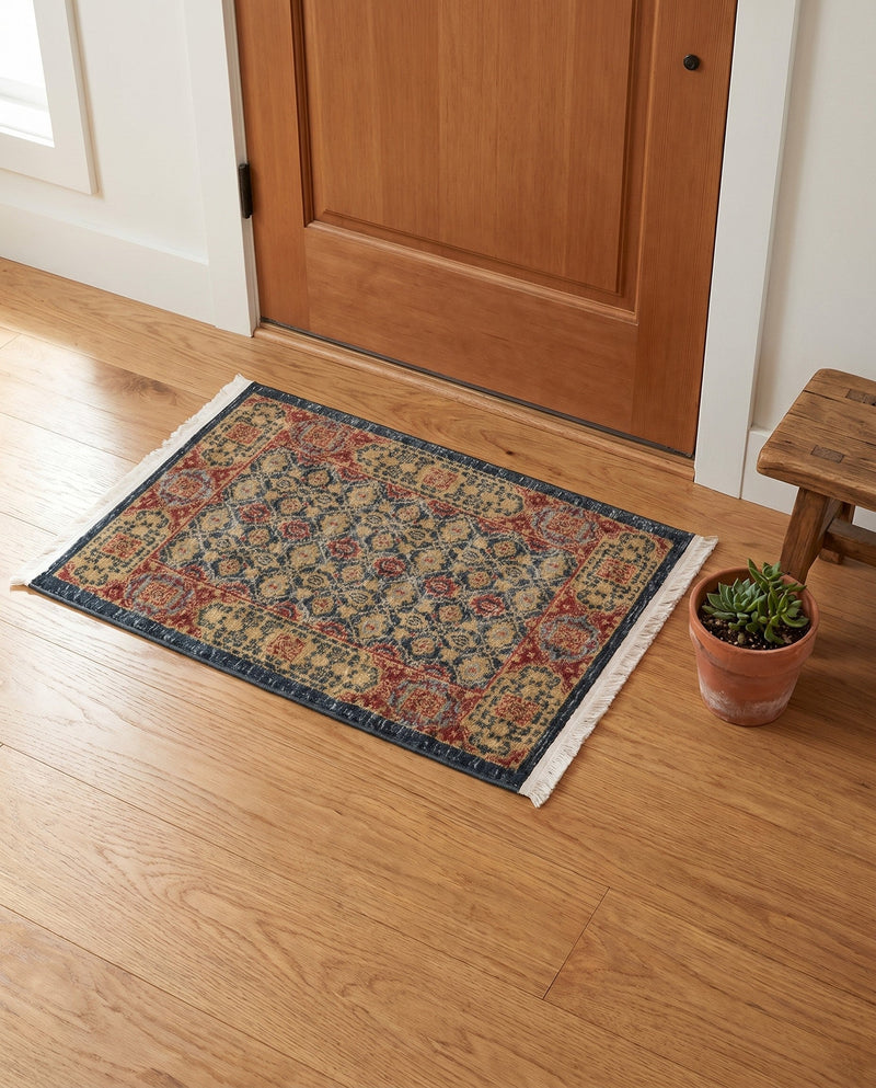 Ottoman Elegance Collection Area Rug -  Pamukkale Rectangle Navy Blue  lifestyle 9