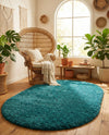 Plush Oasis Collection Area Rug - Serenity (Deep Aqua Blue) Oval Deep Aqua Blue  lifestyle 78