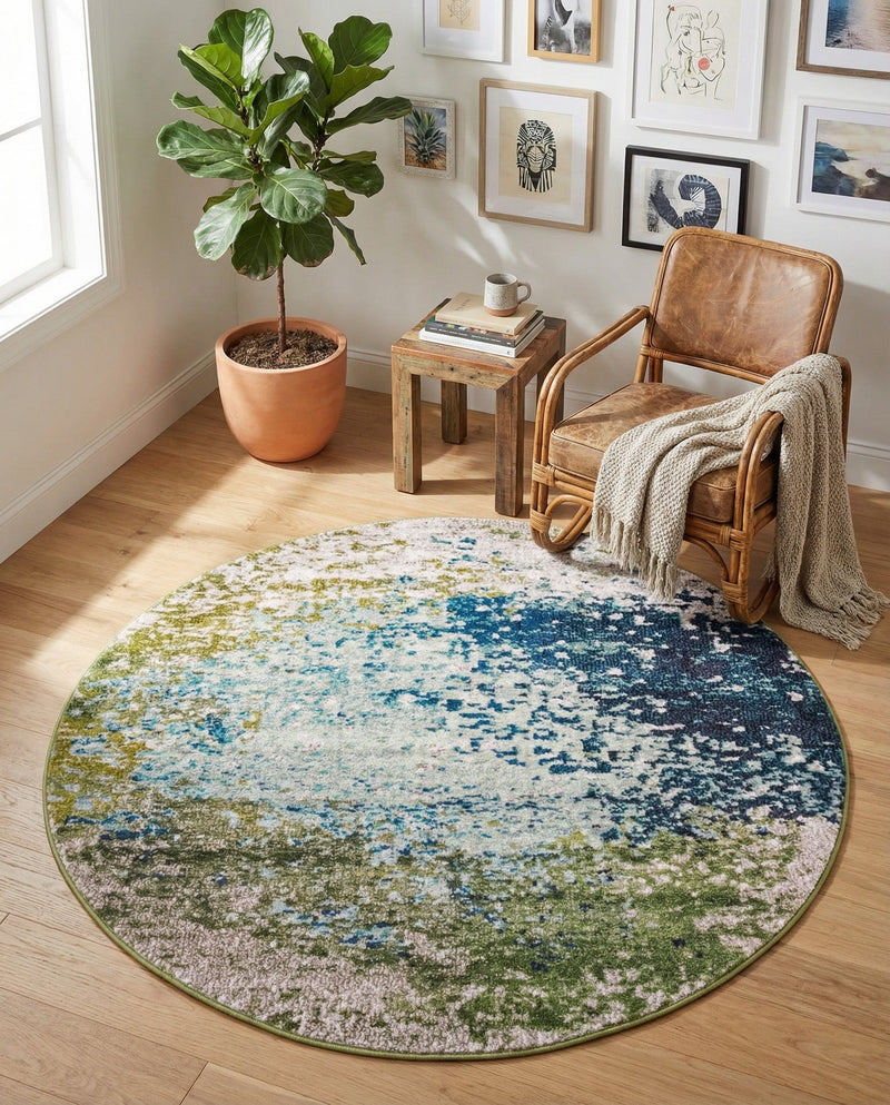 Marrakesh Elegance Collection Area Rug -  Boujad Round Blue  lifestyle 97