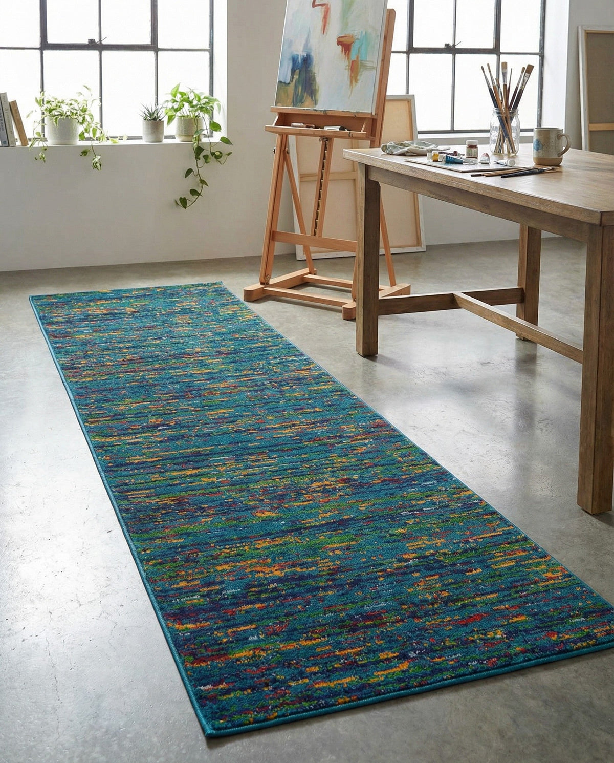 Caribbean Cove Collection Area Rug -  Lucia Runner Navy Blue  lifestyle 74