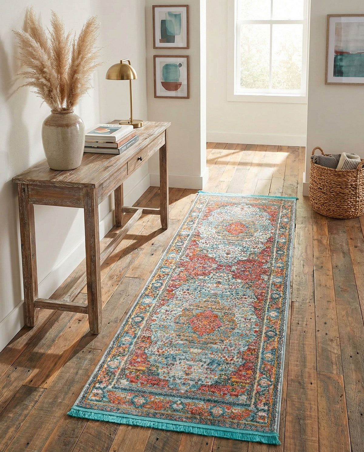 Caribbean Breeze Collection Area Rug -  Floriana Runner Light Blue  lifestyle 89