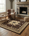 Tabriz Tapestries Collection Area Rug - Azerbaijan (Brown) Square Brown  lifestyle 29