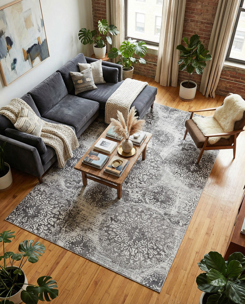Riviera Elegance Collection Area Rug -  Monaco (Gray) Rectangle Gray  lifestyle 10