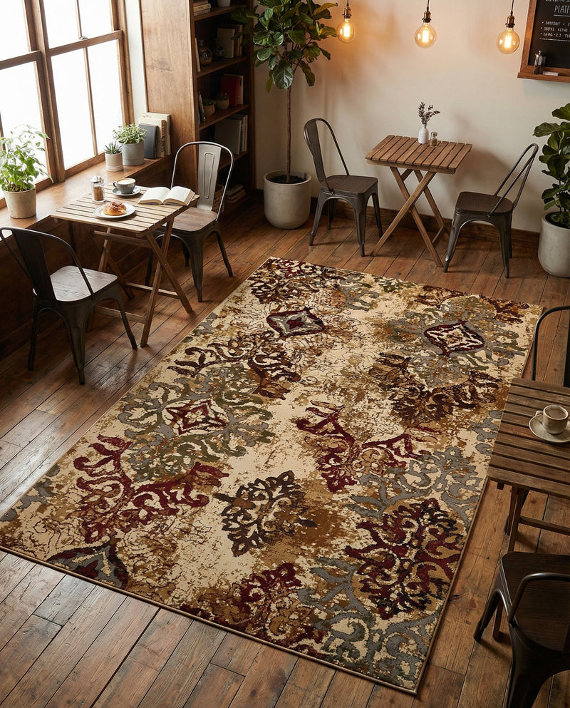 Bistro Lounge Collection Area Rug -  Piccolo Rectangle Beige  lifestyle 26