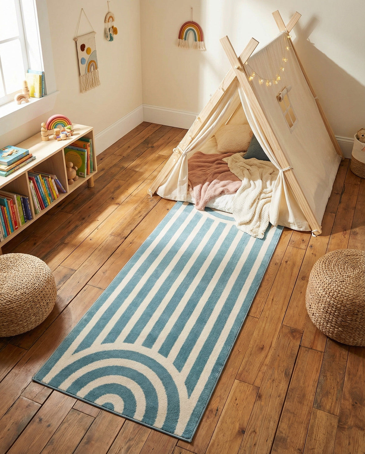 Wonder Tykes Collection Area Rug -  Joydale Runner Sky blue  lifestyle 149