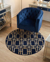 Hollywood Luxe Collection Area Rug -  Beverly (Navy Blue Gold) Round Navy Blue Gold  lifestyle 31