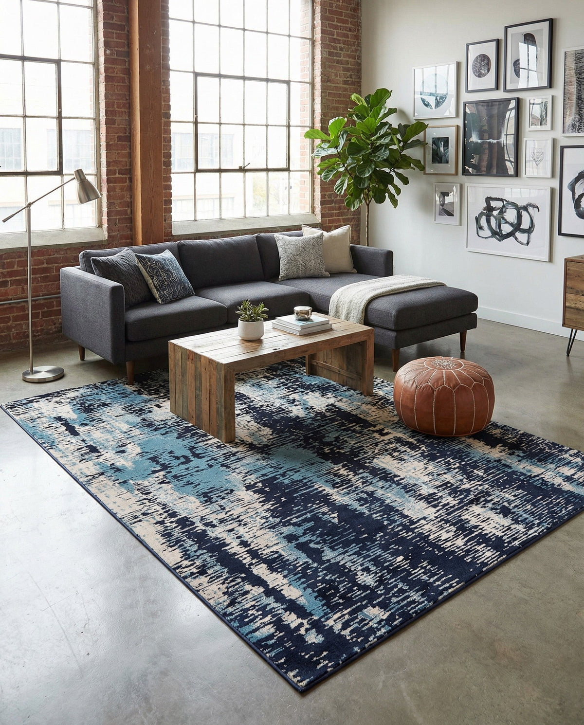 Coastal Haven Collection Area Rug -  Pelican Rectangle Navy Blue  lifestyle 19