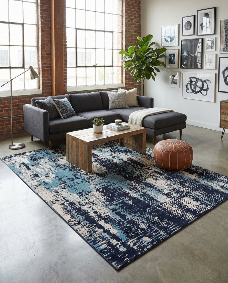 Coastal Haven Collection Area Rug -  Pelican Rectangle Navy Blue  lifestyle 19