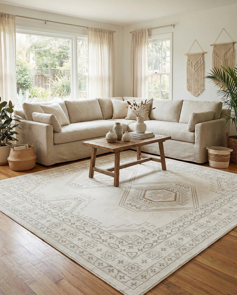 Savannah Elegance Collection Area Rug -  Tybee (Ivory) Rectangle Ivory  lifestyle 20