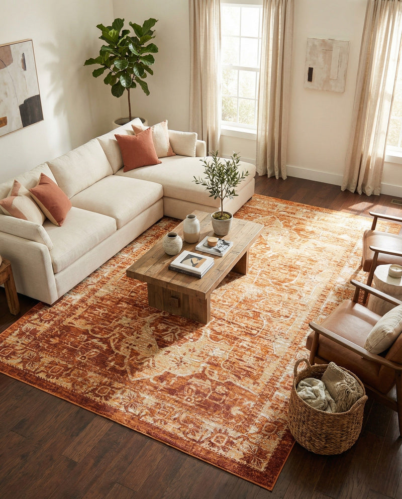 Savannah Soiree Collection Area Rug -  Everglade (Rust Red) Rectangle Rust Red  lifestyle 18